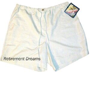 Havana Jacks Cafe Petite Medium Shorts Womens Off White Elastic Waist NEW